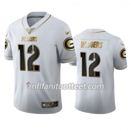 Miesten Green Bay Packers NFL Pelipaita Aaron Rodgers 12 Nike Valkoinen Golden Edition 100th
